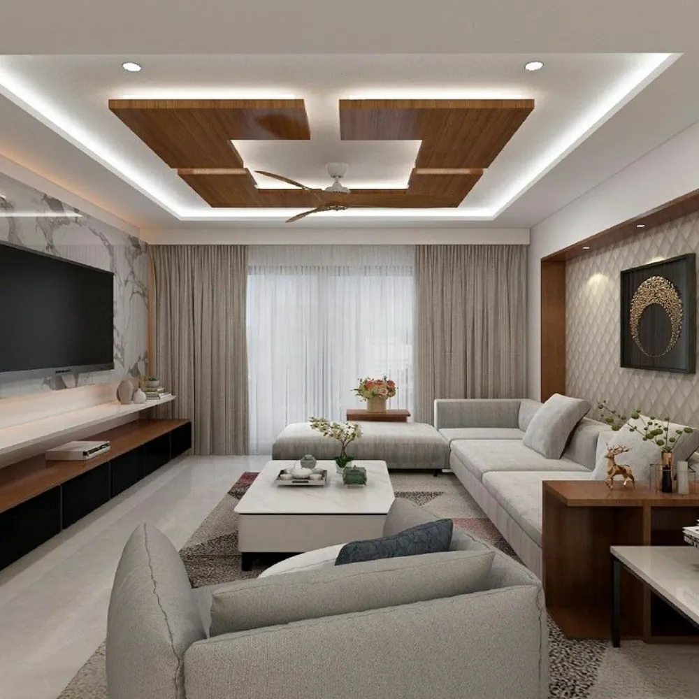 False ceiling and lighting design by Interior Design Company UAE with modern LED concepts.